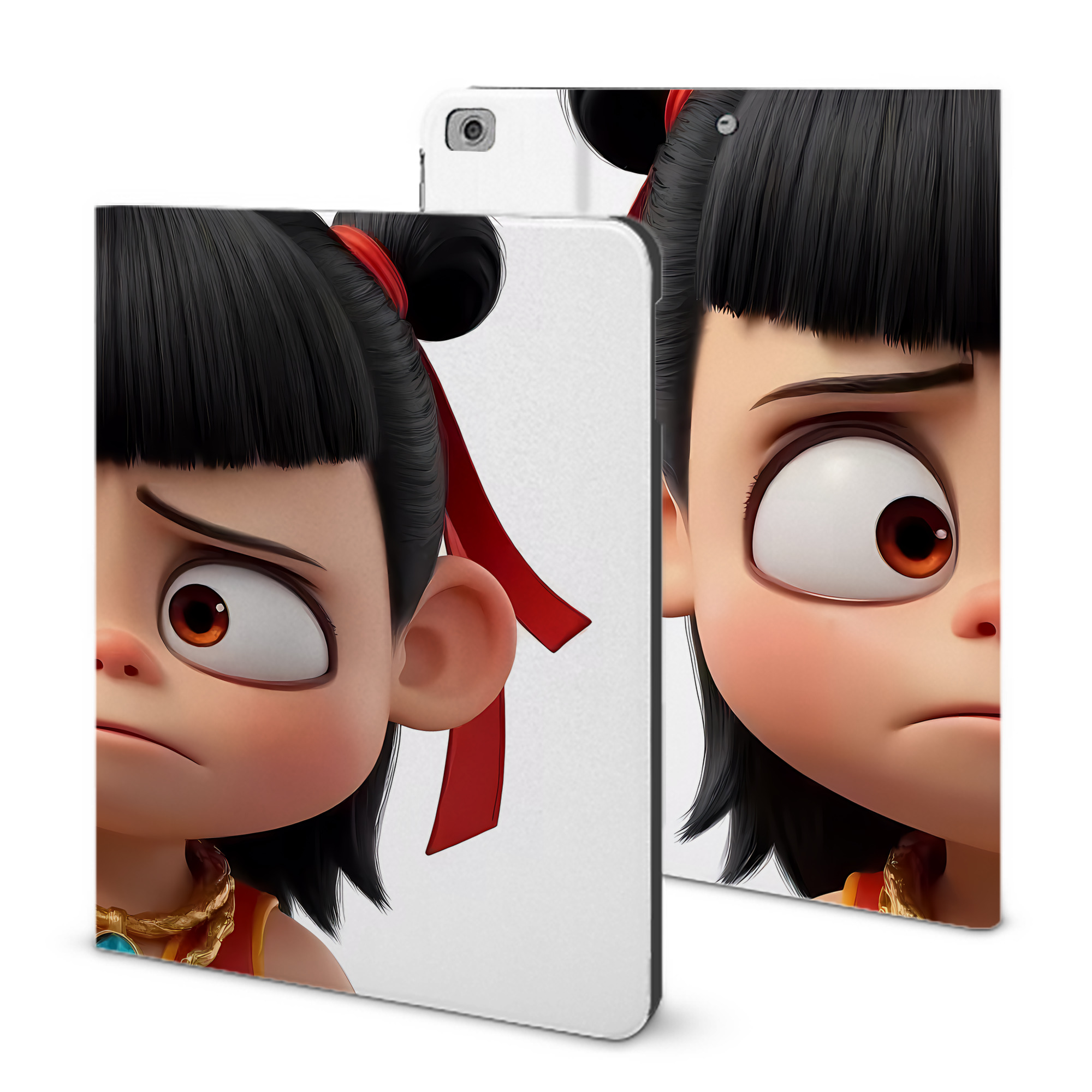 （画像用） Ne Zha 2 ナタ 魔童の大暴れ IPad ケース ブック型 PUレザー TPU 耐衝撃 軽量 薄型 ペン収納なし 全面保護 IPad 各モデル対応